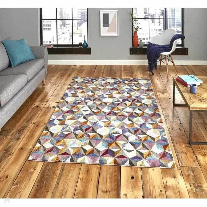 16th Avenue 34A Modern Super Soft Geometric Purple/Grey/Green/Blue/Orange/Multicolour Rug