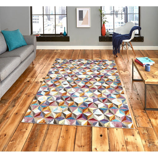 16th Avenue 34A Modern Super Soft Geometric Purple/Grey/Green/Blue/Orange/Multicolour Rug