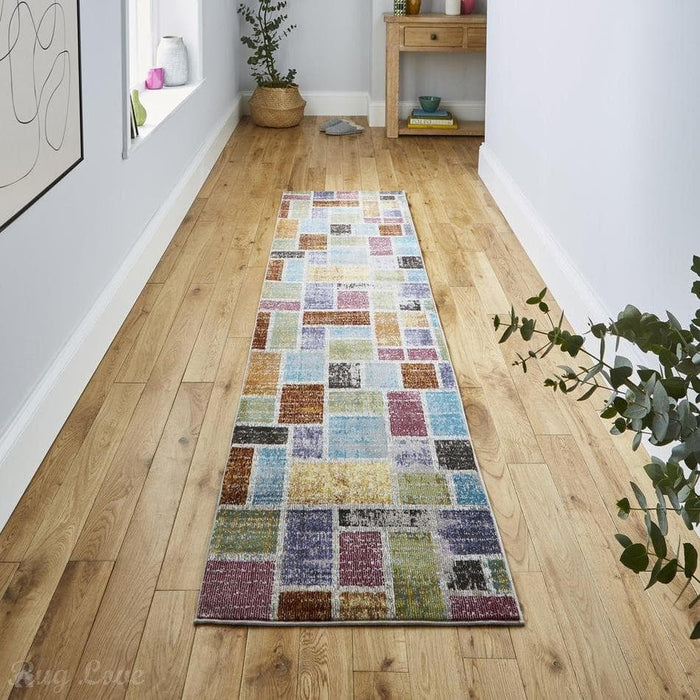 16th Avenue 37A Modern Super Soft Geometric Pink/Blue/Brown/Purple/Green/Multicolour Rug