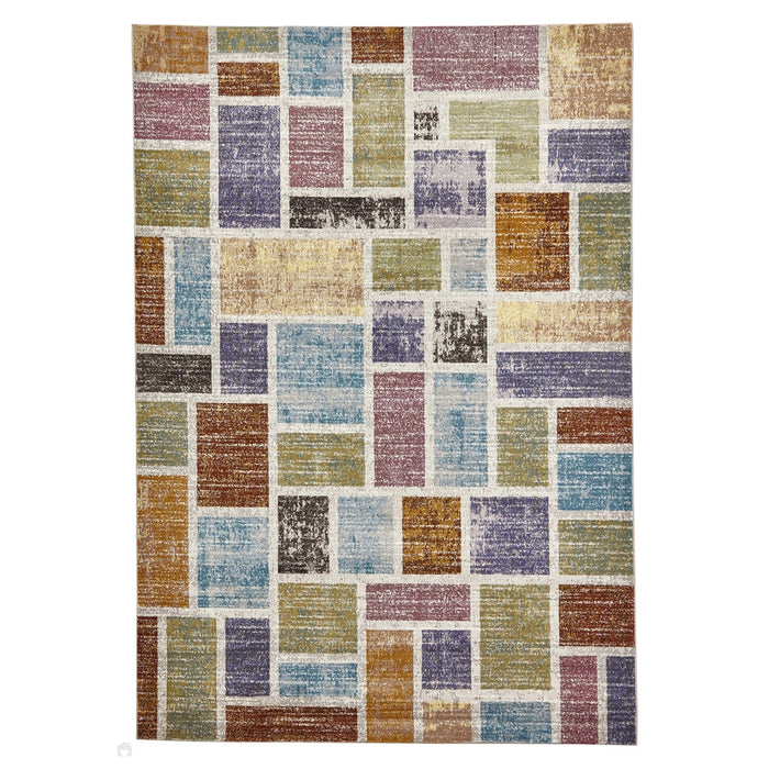 16th Avenue 37A Modern Super Soft Geometric Pink/Blue/Brown/Purple/Green/Multicolour Rug