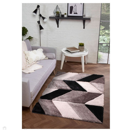 3D Carved Blazon Grey Rug