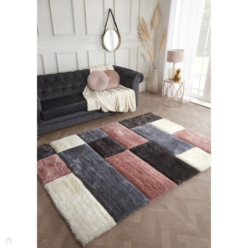 3D Carved Blocks Blush Rug