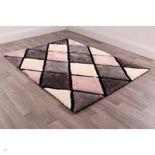 3D Carved Diamond Blush Rug