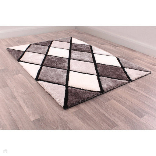 3D Carved Diamond Grey Rug