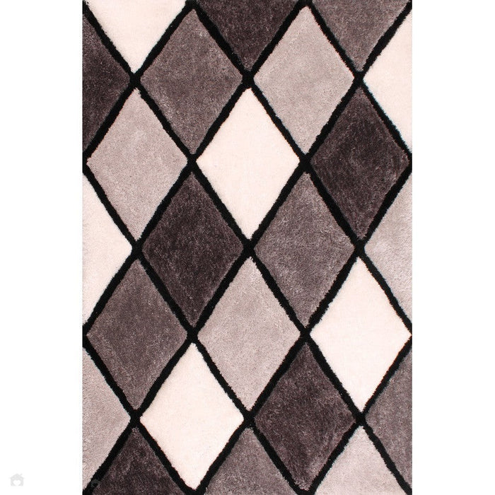 3D Carved Diamond Grey Rug