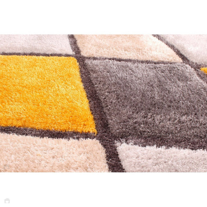 3D Carved Diamond Ochre Rug