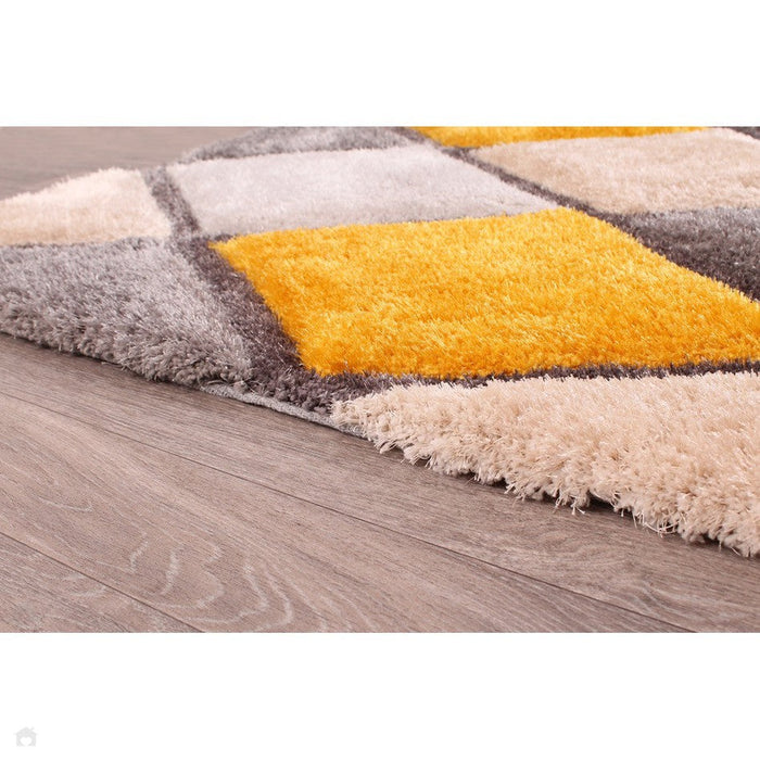 3D Carved Diamond Ochre Rug