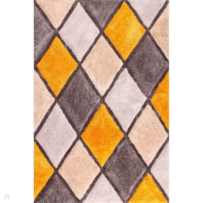 3D Carved Diamond Ochre Rug