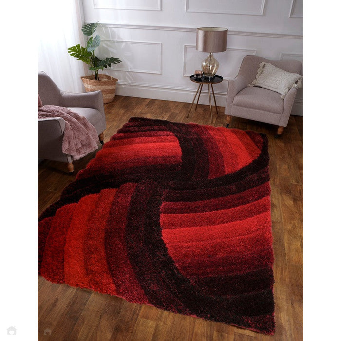 3D Carved Mumbai Red Rug