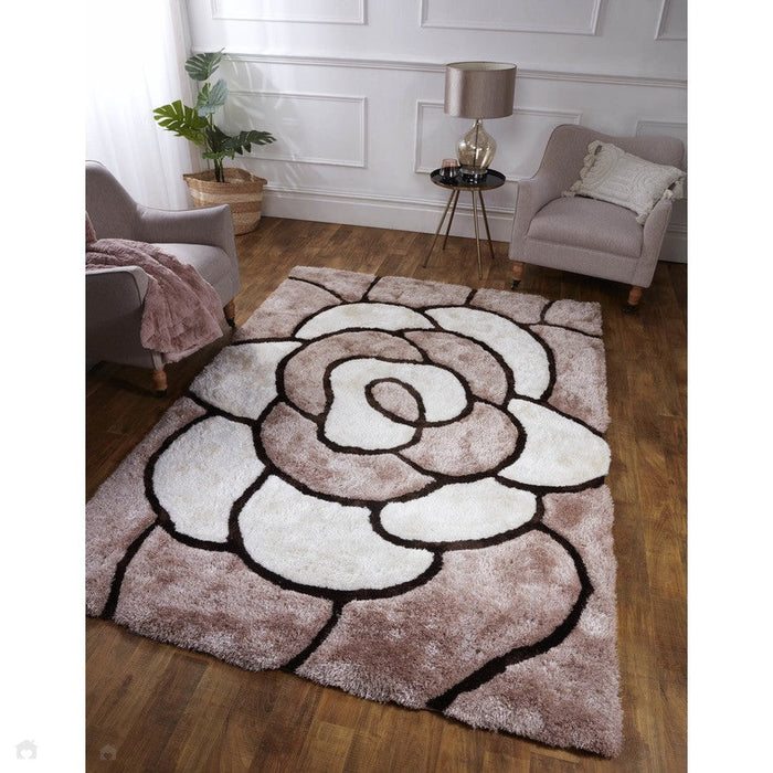 3D Carved Rose Natural Rug