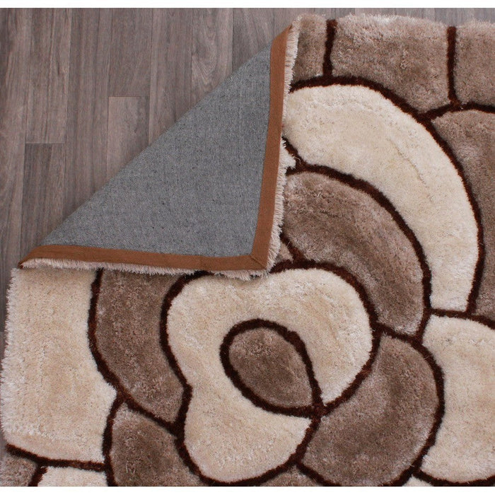 3D Carved Rose Natural Rug