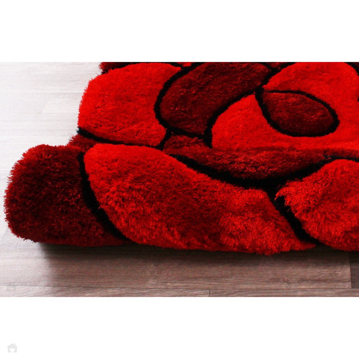 3D Carved Rose Red Rug