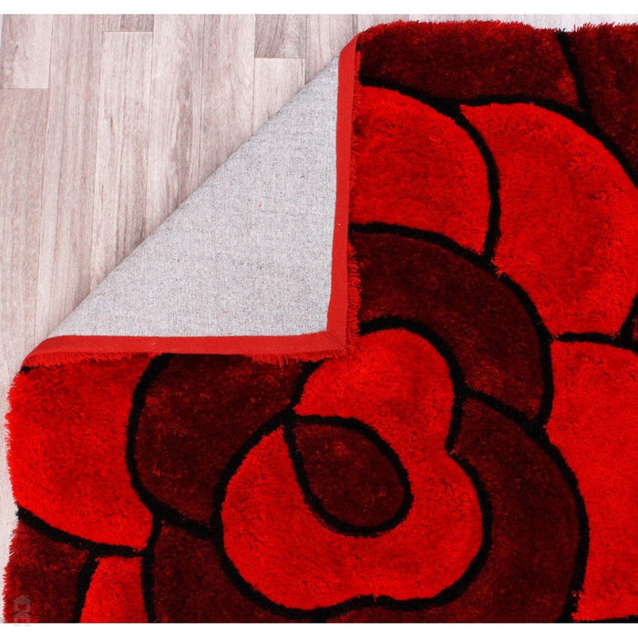 3D Carved Rose Red Rug