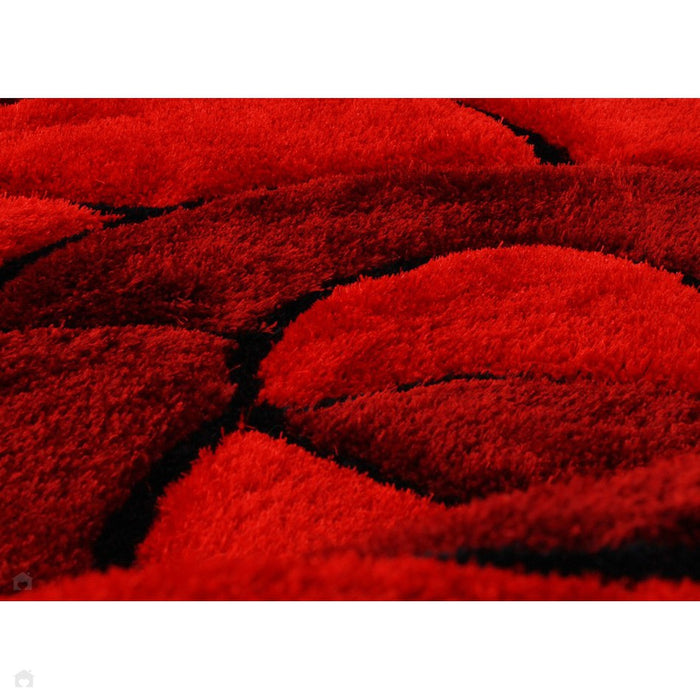 3D Carved Rose Red Rug