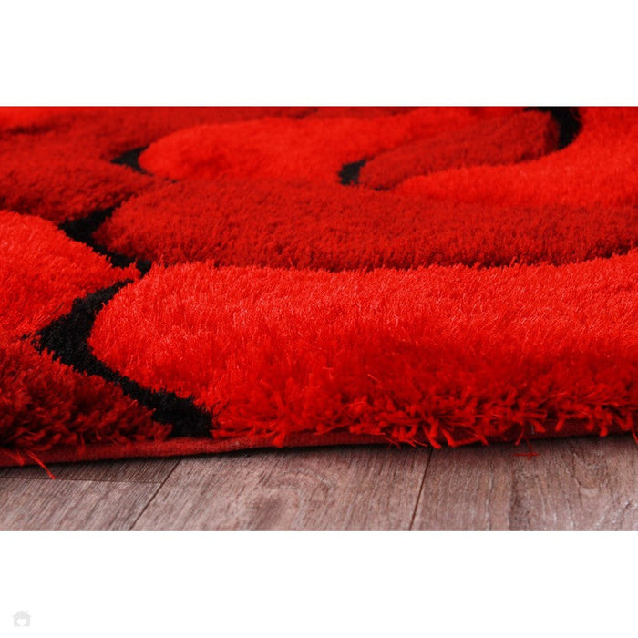 3D Carved Rose Red Rug