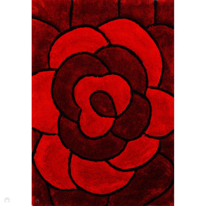 3D Carved Rose Red Rug