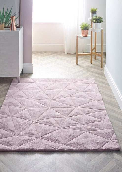 3D Triangles Pink Rug