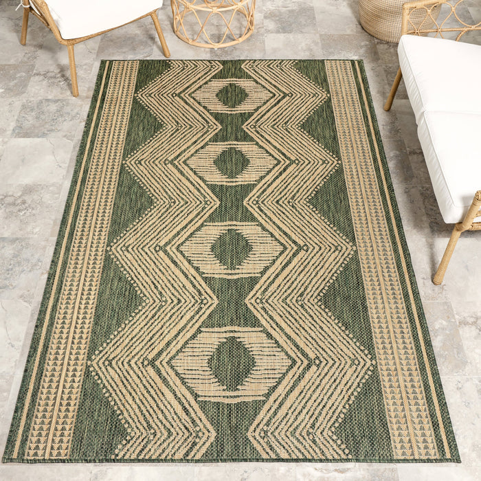 Iris Tropical Indoor Outdoor Flatweave Rug 150x240 cm Green