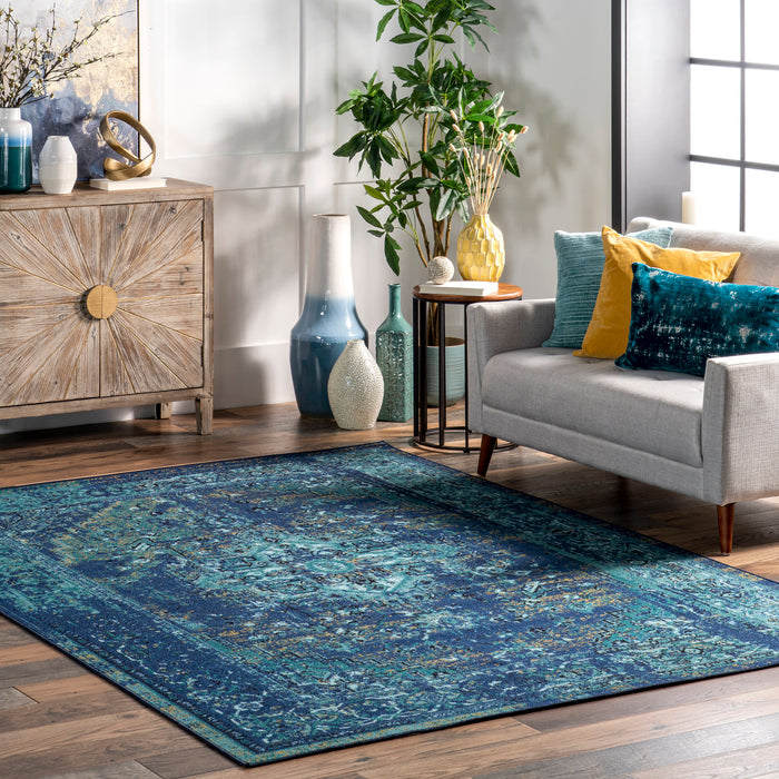 Teal Perzisch Vintage Area Rug voor Home Decor