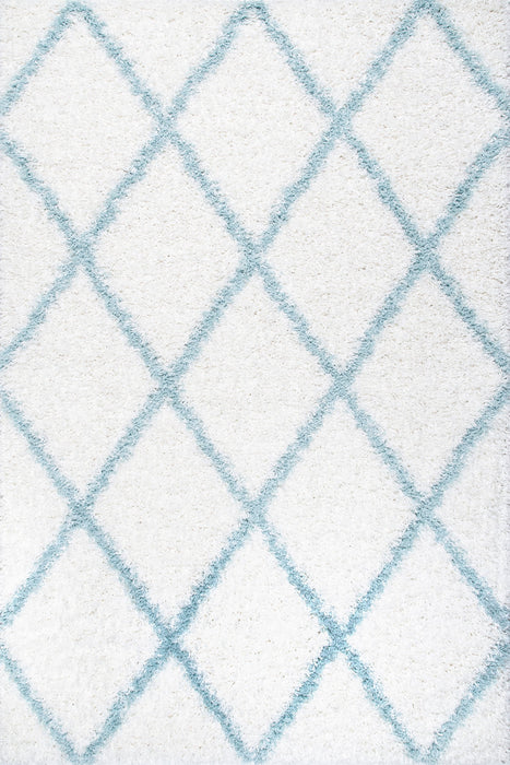 Moroccan Shag Lattice Area Rug 140x200cm Blue