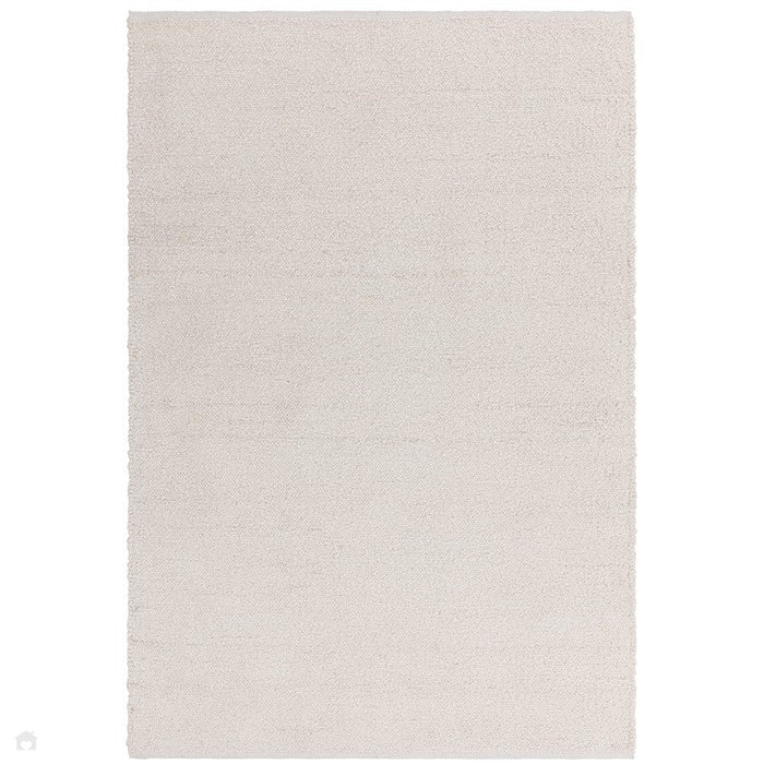 Abbus Modern Boucle Plain Subtle Stripe Hand-Woven Textured-Effect Soft-Touch Polyester Flatweave Ivory Rug