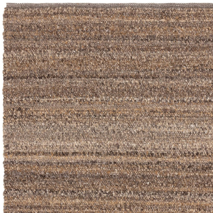 Abbus Modern Boucle Plain Subtle Stripe Hand-Woven Textured-Effect Soft-Touch Polyester Flatweave Tawny Brown Rug