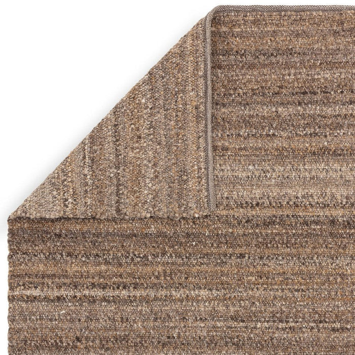 Abbus Modern Boucle Plain Subtle Stripe Hand-Woven Textured-Effect Soft-Touch Polyester Flatweave Tawny Brown Rug