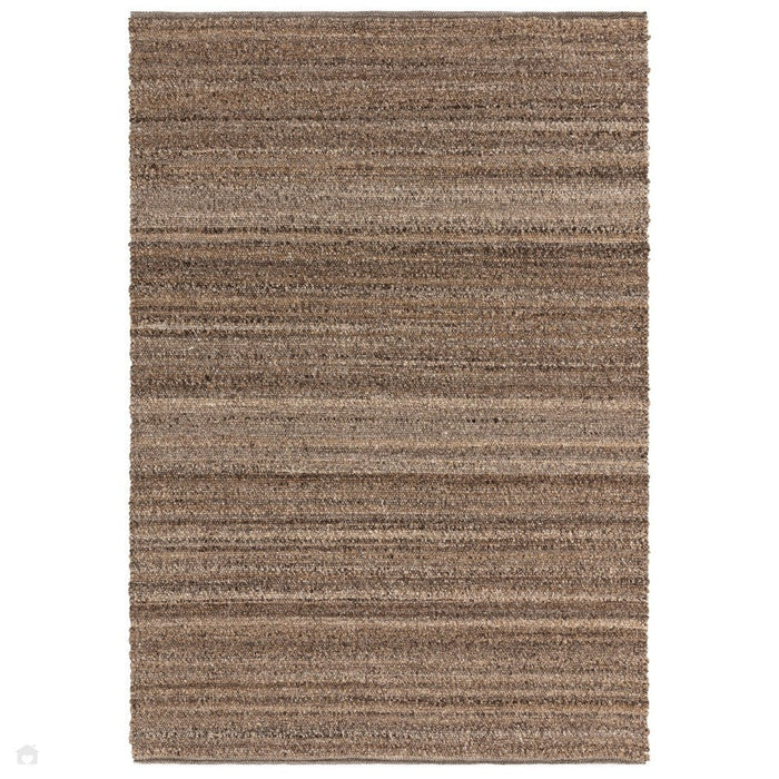 Abbus Modern Boucle Plain Subtle Stripe Hand-Woven Textured-Effect Soft-Touch Polyester Flatweave Tawny Brown Rug