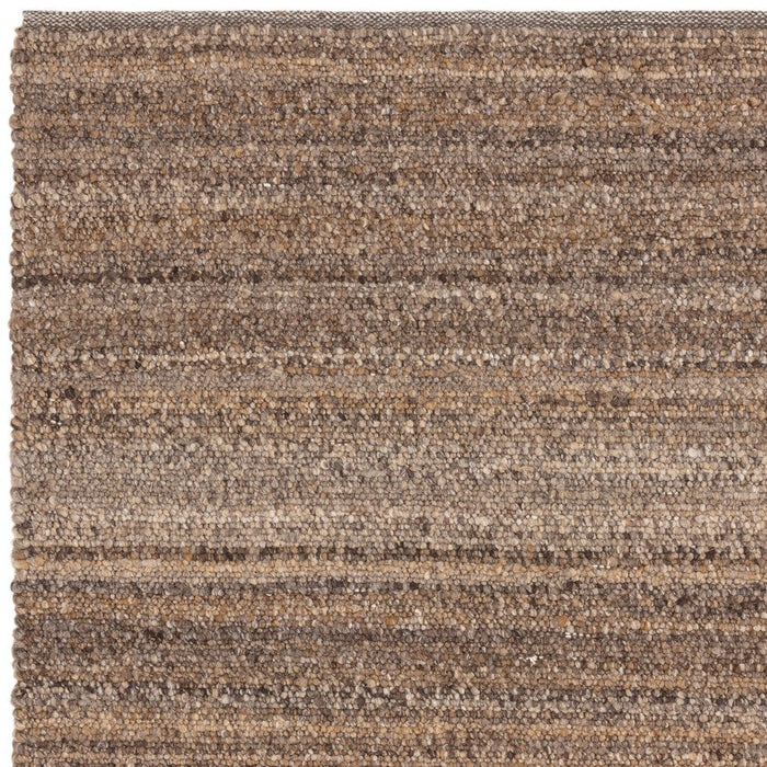 Abbus Modern Boucle Plain Subtle Stripe Hand-Woven Textured-Effect Soft-Touch Polyester Flatweave Tawny Brown Rug