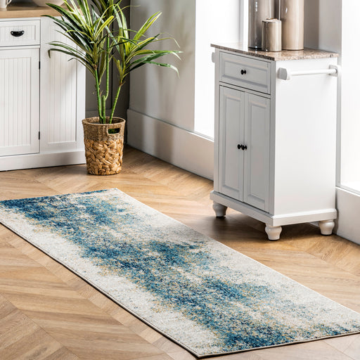 Abstract Blue Area Rug for High-Traffic Spaces