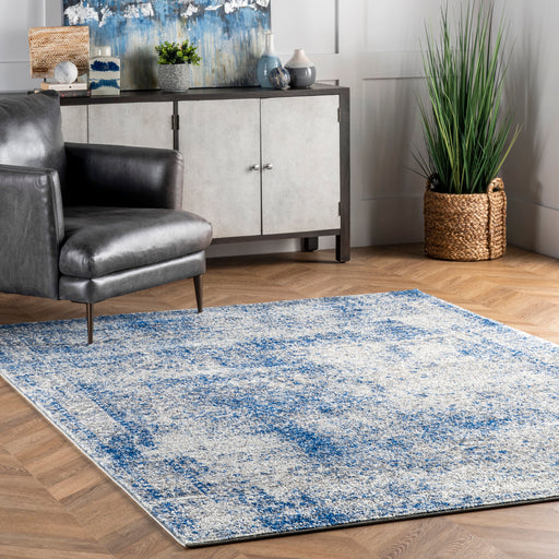 Abstract Blue Area Rug for Vintage and Transitional Decor