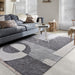 Abstract Cotton Area Rug in White and Grey