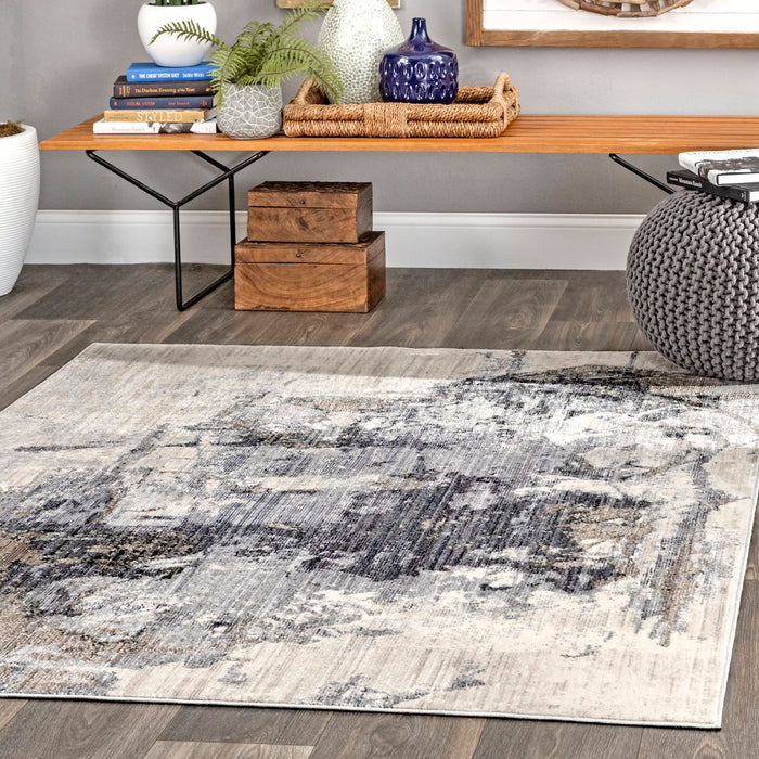 Abstract Grey Area Rug for Home Decor