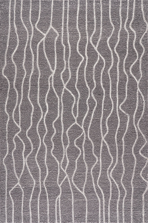 Abstract Grey Wool Rug 170x240 cm