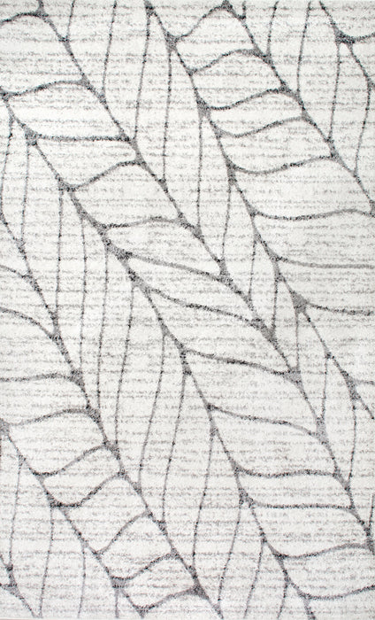 Abstract Leaves Area Rug Light Grey 120x180 cm