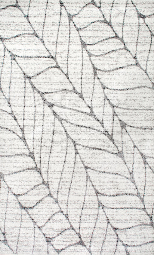 Abstract Leaves Area Rug Light Grey 120x180 cm