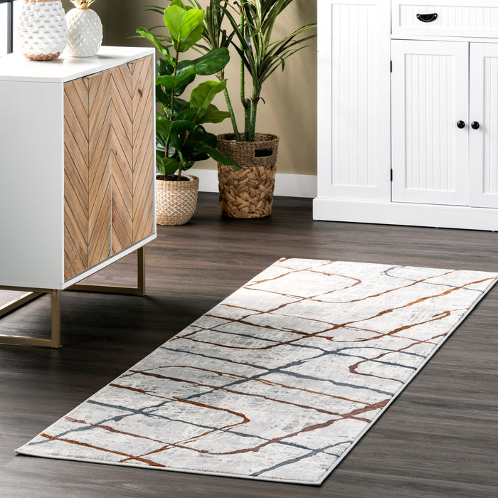 Abstract Light Grey Area Rug 160x230 cm