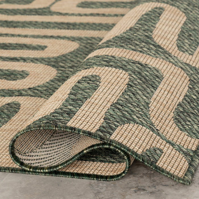 Abstract Maze Indoor Outdoor Area Rug 152 cm Green