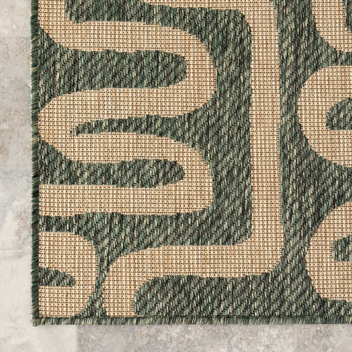 Abstract Maze Indoor Outdoor Area Rug 152 cm Green