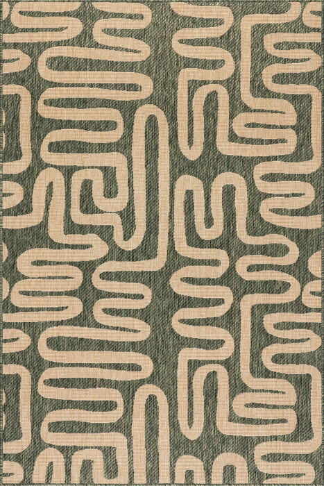 Abstract Maze Indoor Outdoor Area Rug 152 cm Green