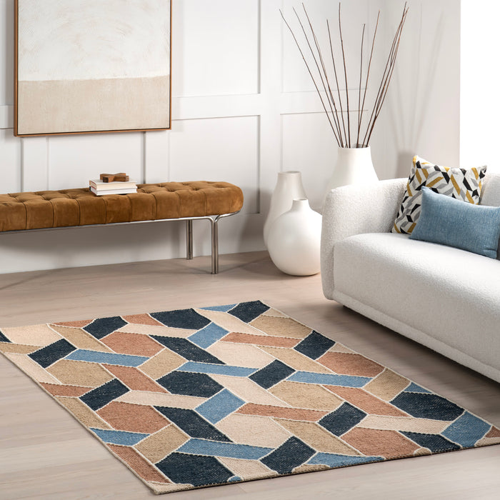 Abstract Modern Area Rug 152 cm Blue for Home Décor