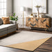 Abstract Stripe Wool And Cotton Rug 160x230 cm Ivory