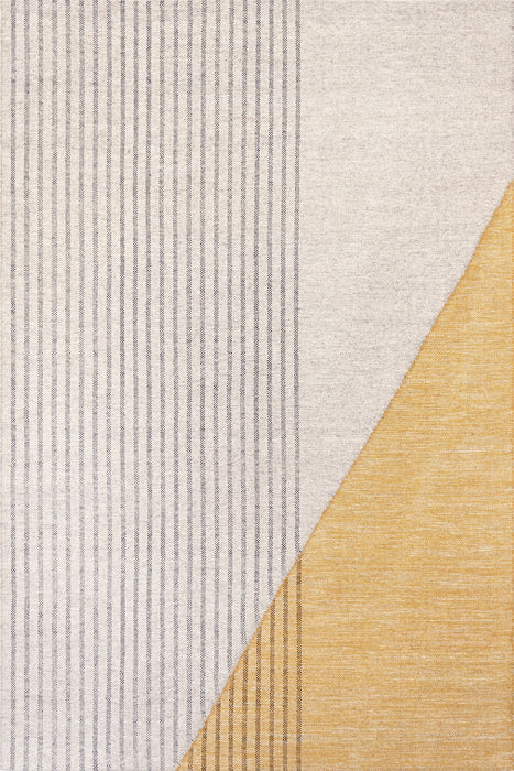 Abstract Stripe Wool And Cotton Rug 160x230 cm Ivory