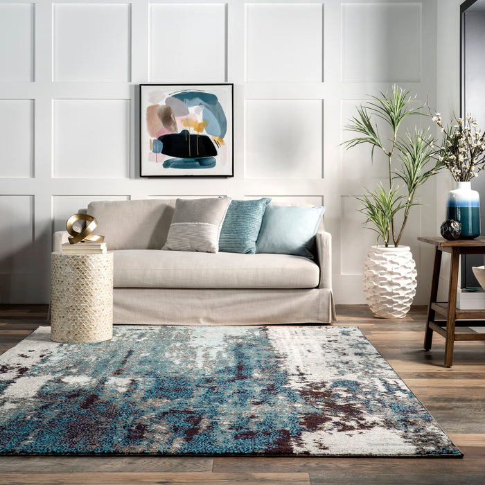 Abstract Teal Area Rug for Modern Living Spaces