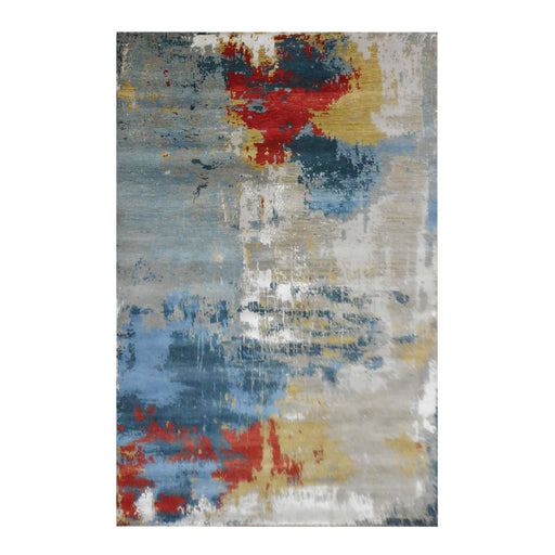 Abstract Wool Viscose Area Rug Hand Woven Comfort