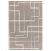 Ada Modern Plain Geometric Ivory Hi-Low Loop Linear Path Hand-Woven Ribbed Textured Wool Grey Rug