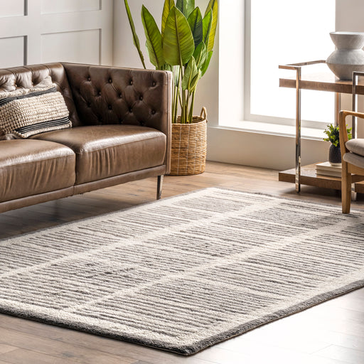 Addison Washable Wool Pinstripe Rug in Ivory 160x230 cm