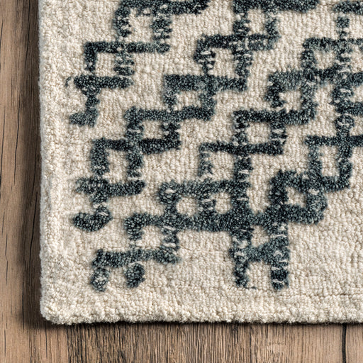 Adelina Ivory Wool Chain Links Area Rug 160x230 cm