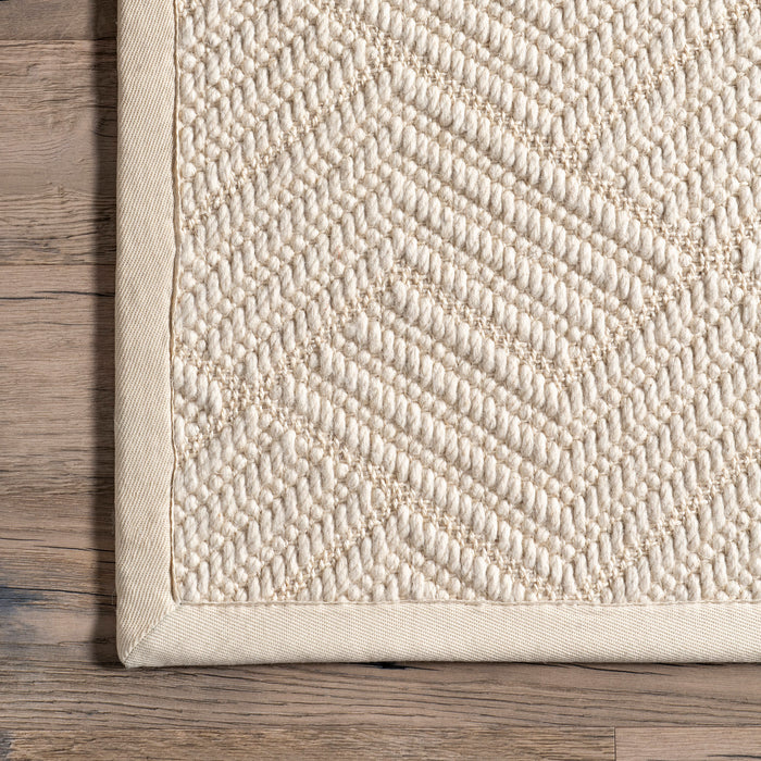 Aisha Cream Monochrome Wool Sisal Area Rug 120x180 cm