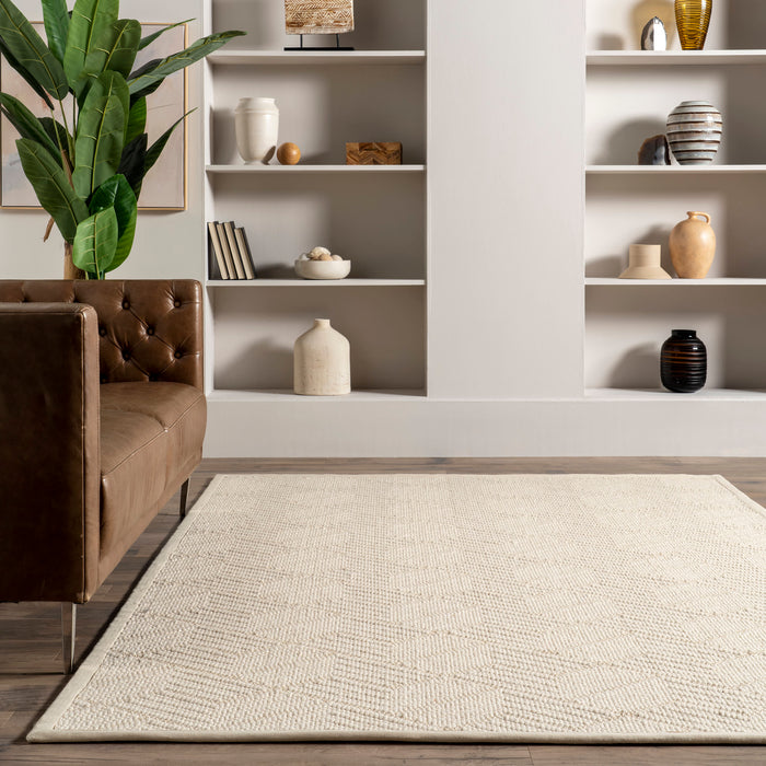 Aisha Cream Monochrome Wool Sisal Area Rug 120x180 cm